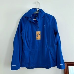Blue ASICS waterproof sports jacket with quilted lining